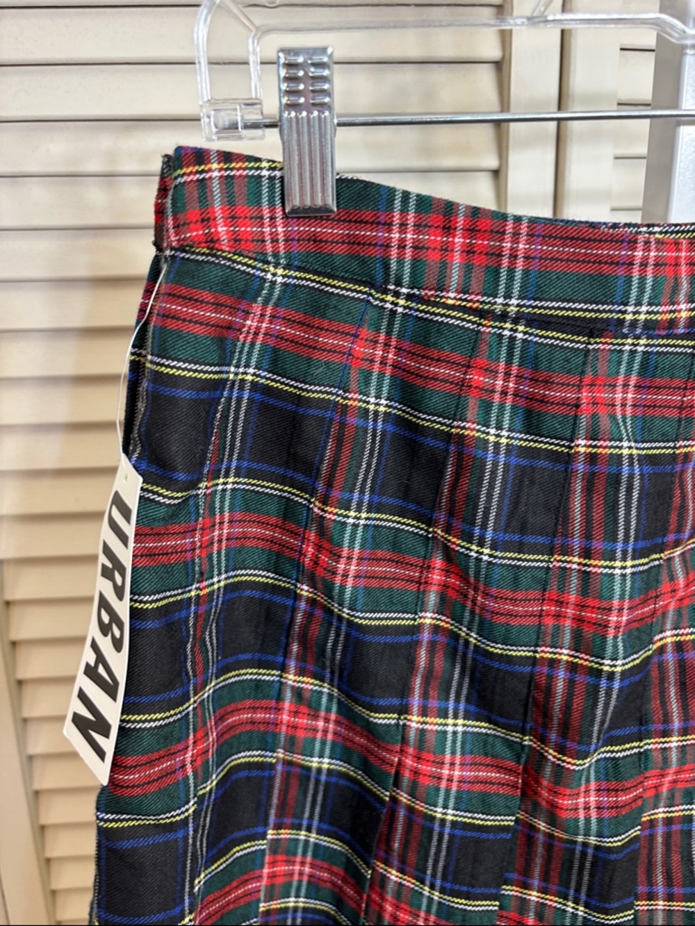 NWT Urban Outfitters Mary Red Tartan Plaid Pleated Mini Skirt Large - Picture 7 of 12